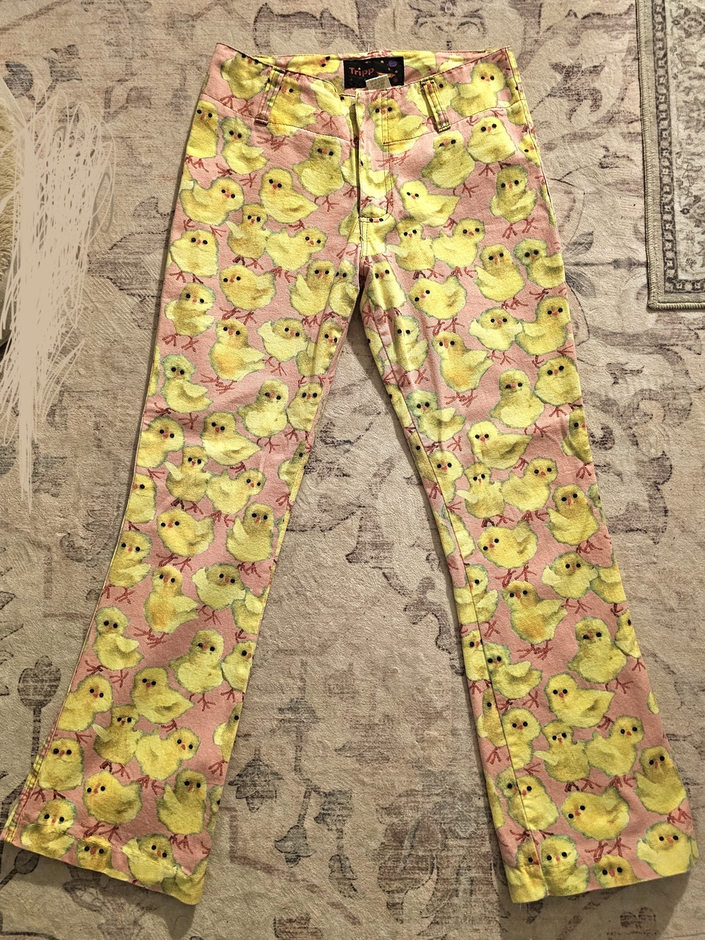 🐥VINTAGE Tripp NYC Super Rare🐥 Chickie Print Boot Cut Pants